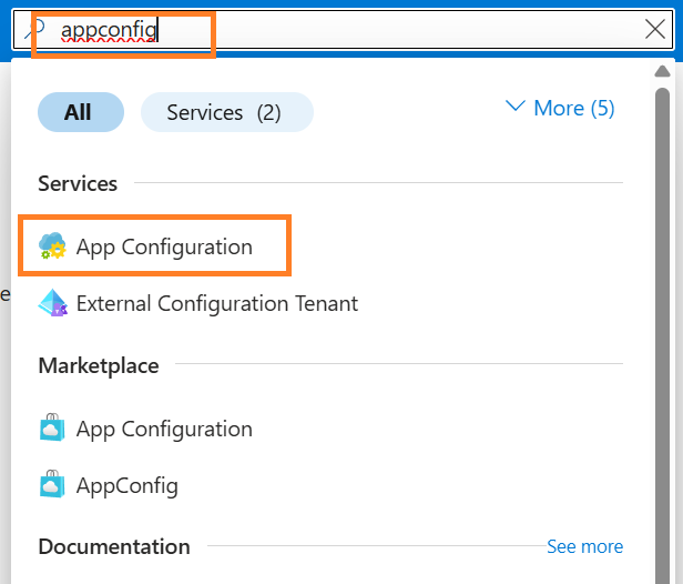Search app configuration