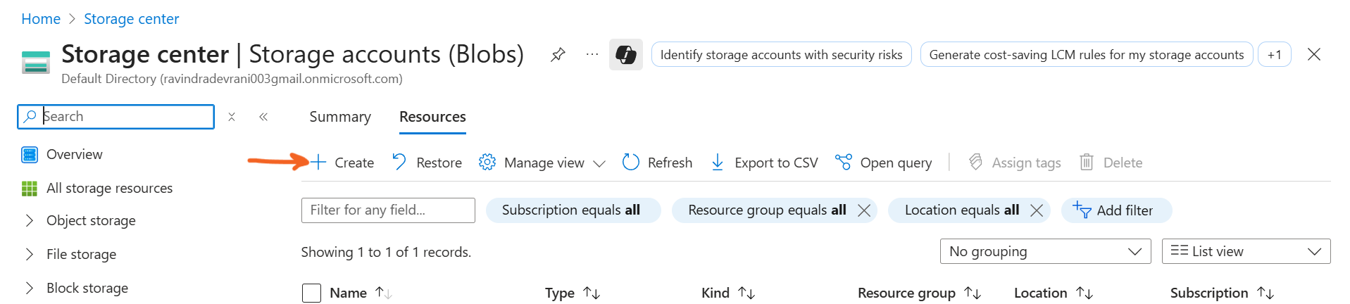 create azure storage account 2