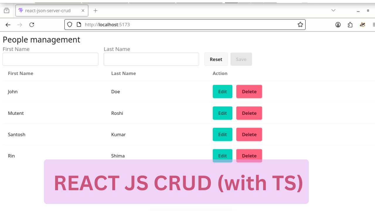 ReactJs CRUD with typescript and json server